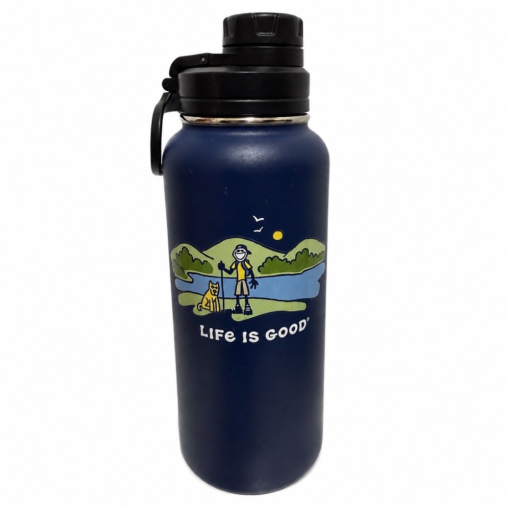 Life is Good 32oz NavyStainless Steel Water Bottle Ron Jon Surf Shop Panama City
